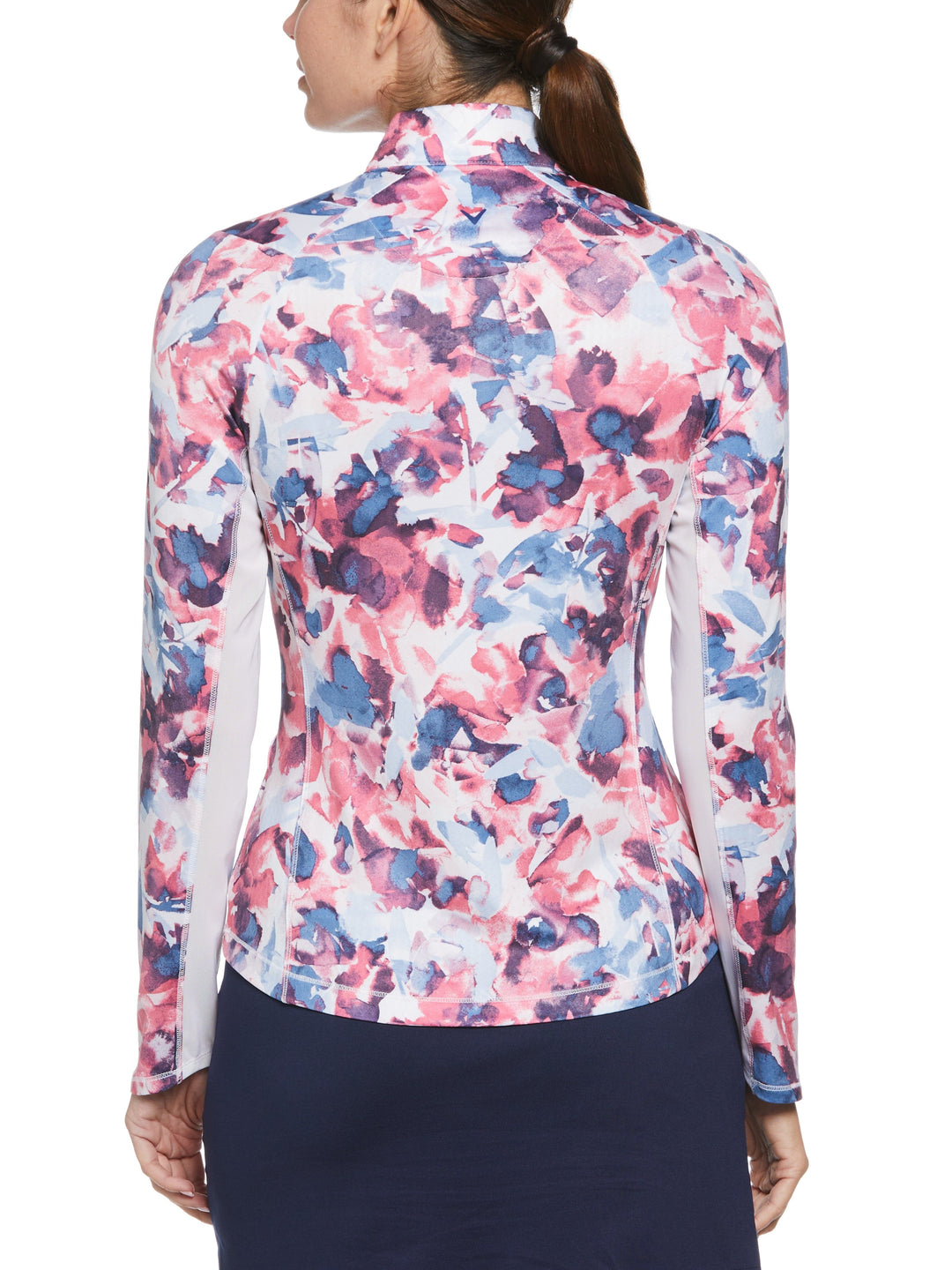 Brushed Floral Print Sun Protection Golf Shirt (Fruit Dove) 