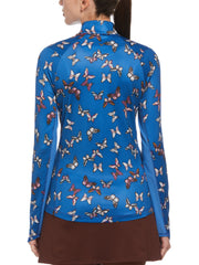 Butterfly Printed Sun Protection 1/4 Zip Top (Baleine Blue) 