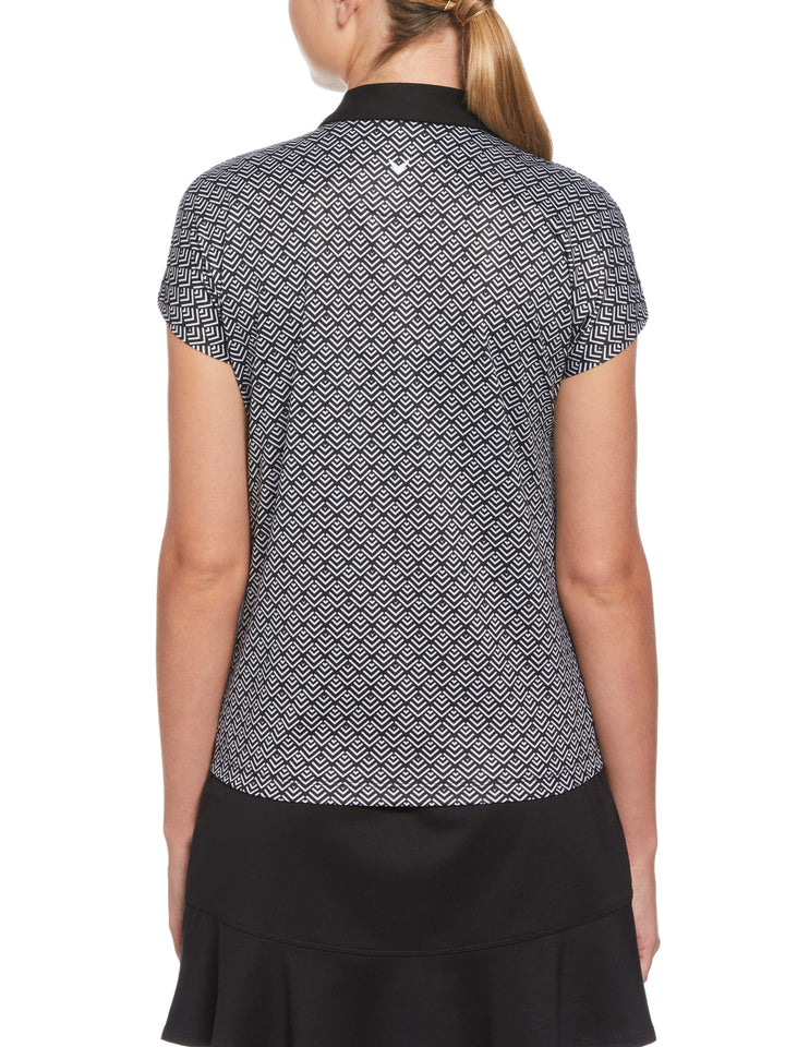 Chev Geo Printed Polo Top (Caviar) 