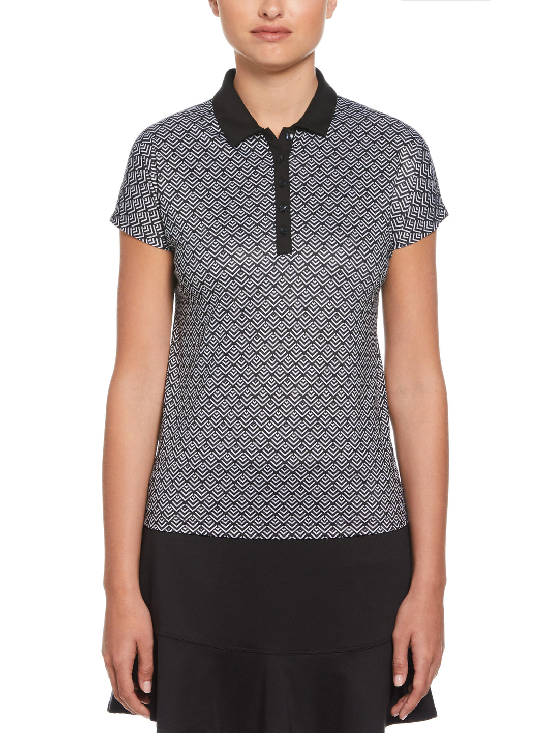 Chev Geo Printed Polo Top (Caviar) 