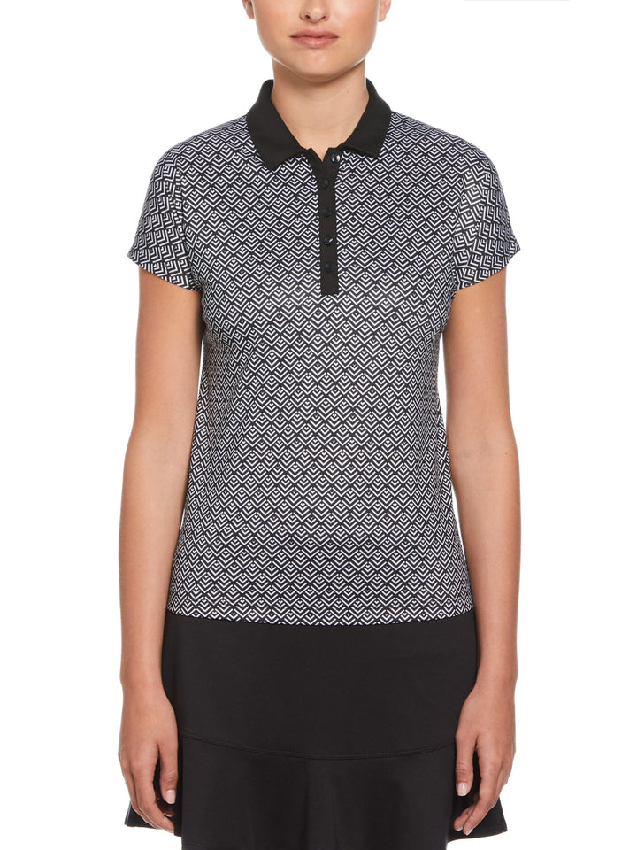 Chev Geo Printed Polo Top (Caviar) 
