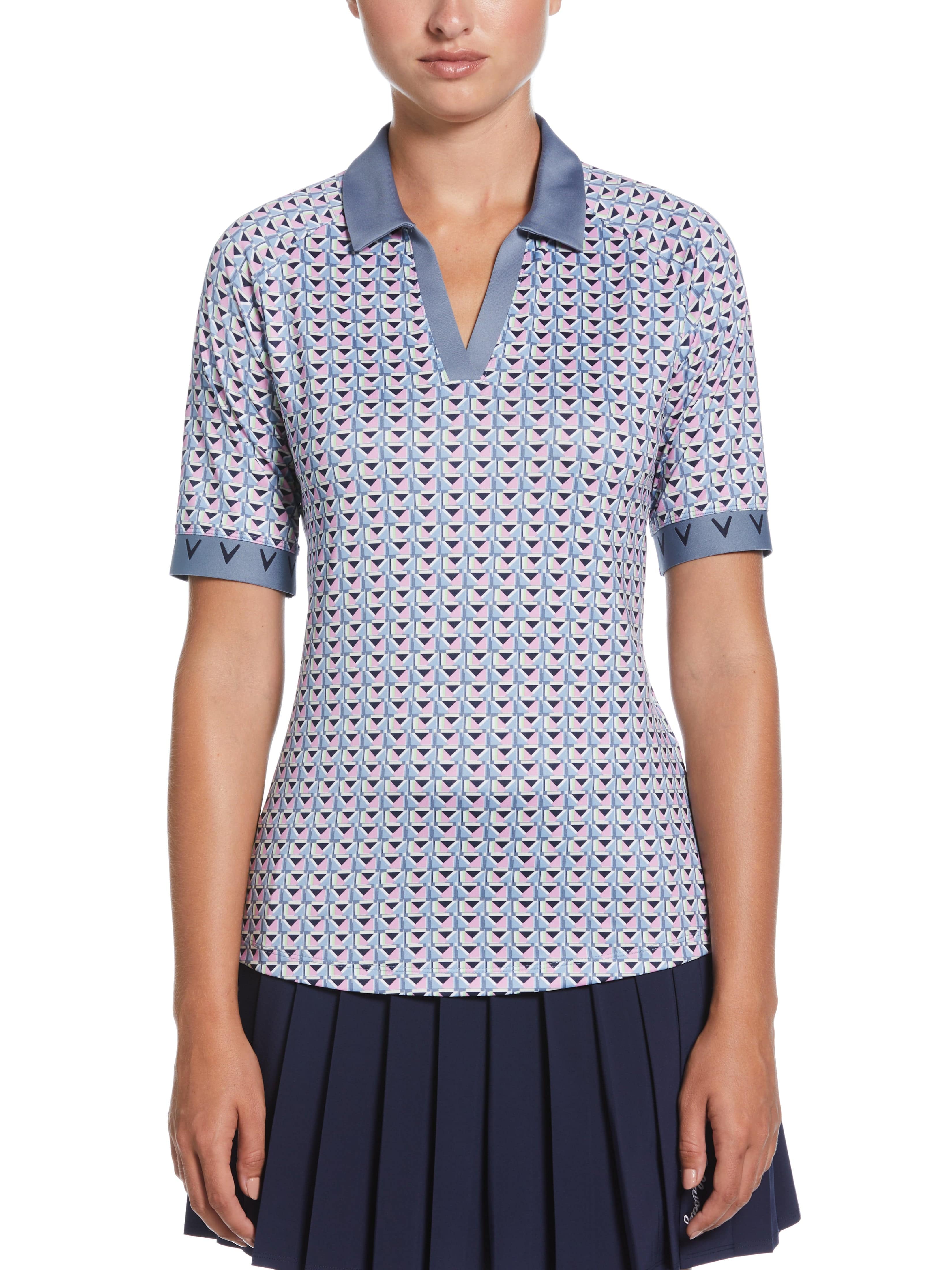 Womens Chevron Geo With Cuffs Polo – Callaway Apparel