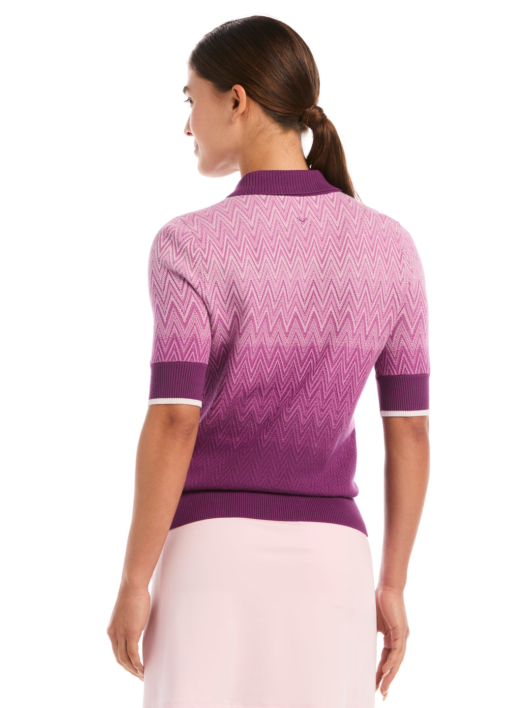 Women's Chevron Gradient Long Sleeve Golf Sweater (Gloxinia) 