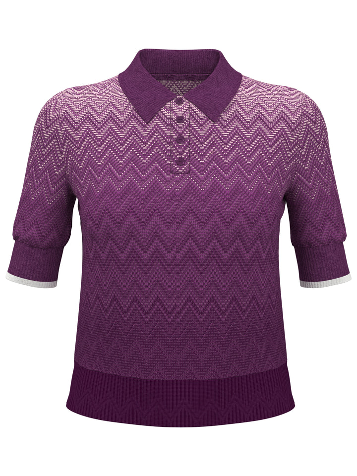 Women's Chevron Gradient Long Sleeve Golf Sweater (Gloxinia) 