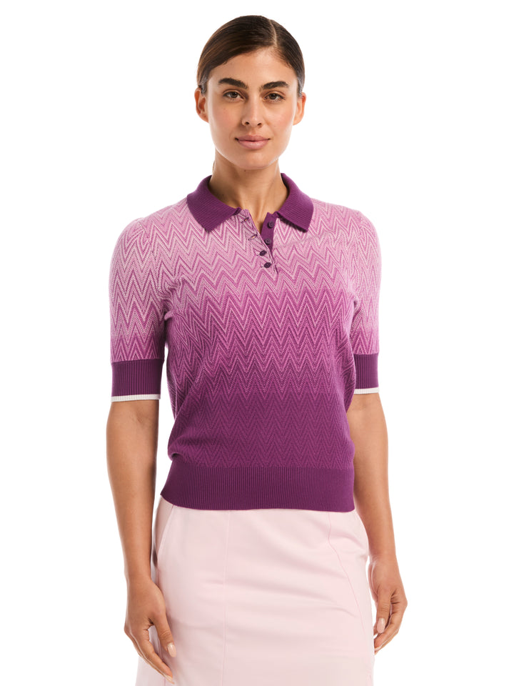 Women's Chevron Gradient Long Sleeve Golf Sweater (Gloxinia) 