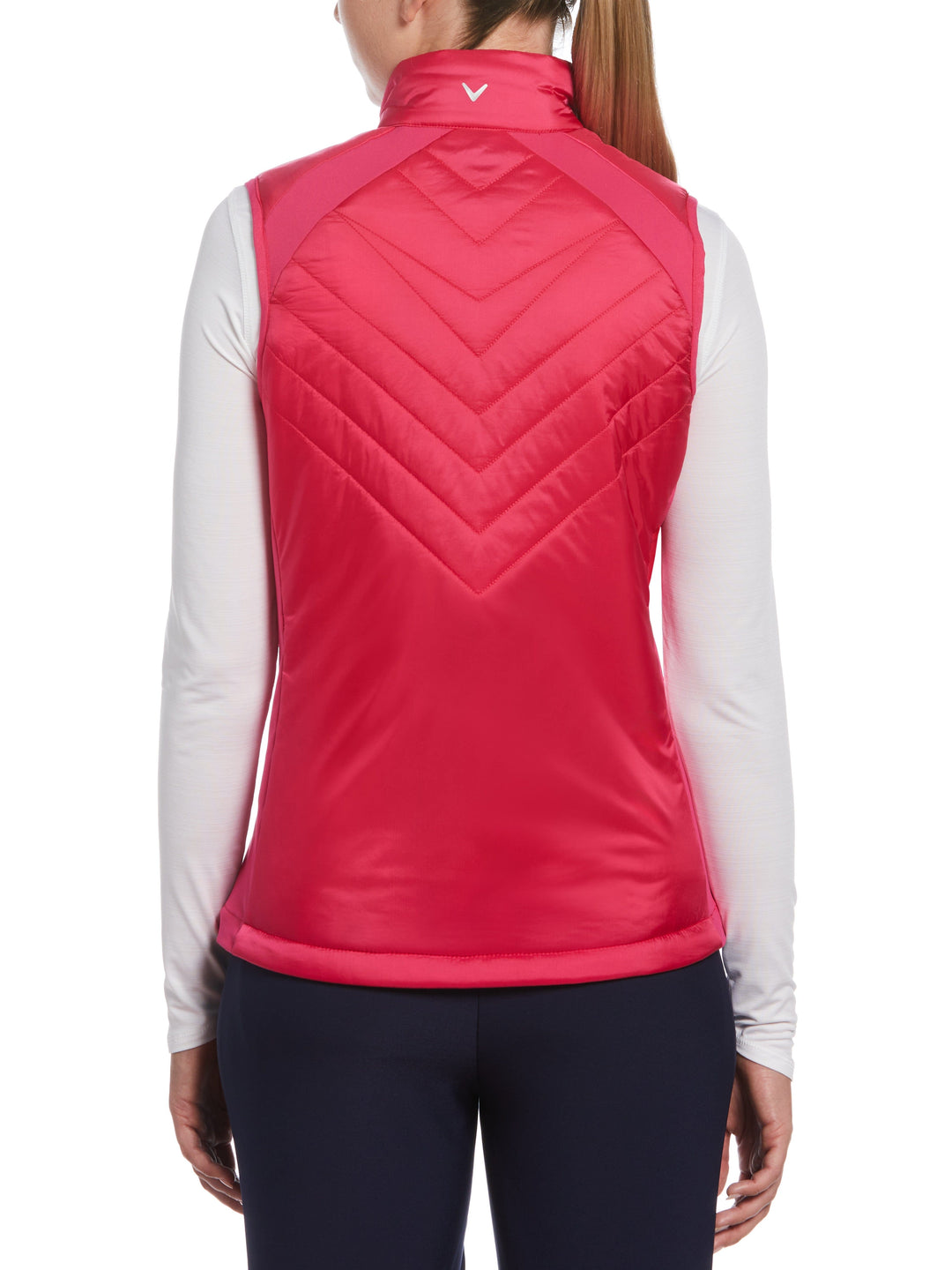 Women's Chevron Quilted Sleeveless Golf Vest (Pink Peacock) 