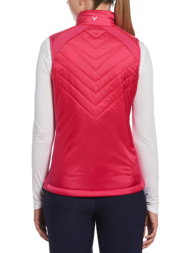 Women's Chevron Quilted Sleeveless Golf Vest (Pink Peacock) 
