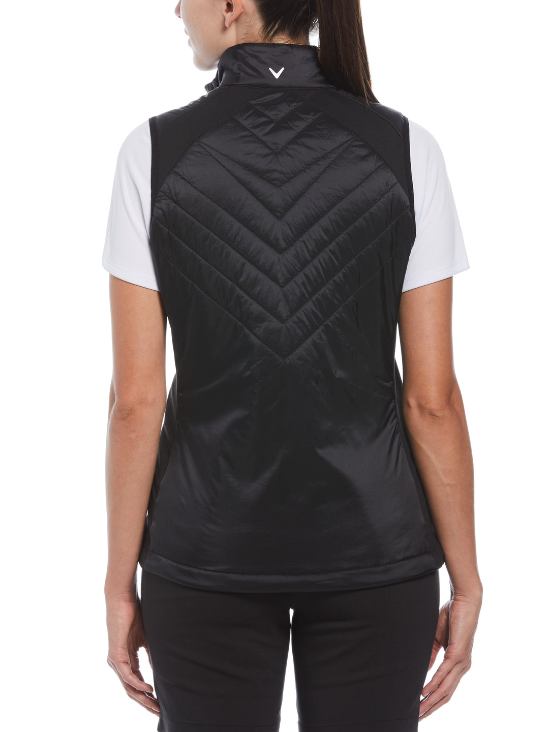 Women's Chevron Quilted Sleeveless Golf Vest (Caviar) 