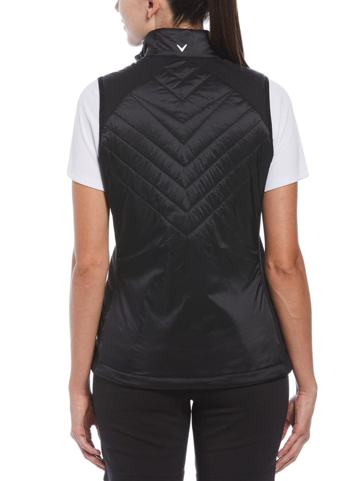 Women's Chevron Quilted Sleeveless Golf Vest (Caviar) 
