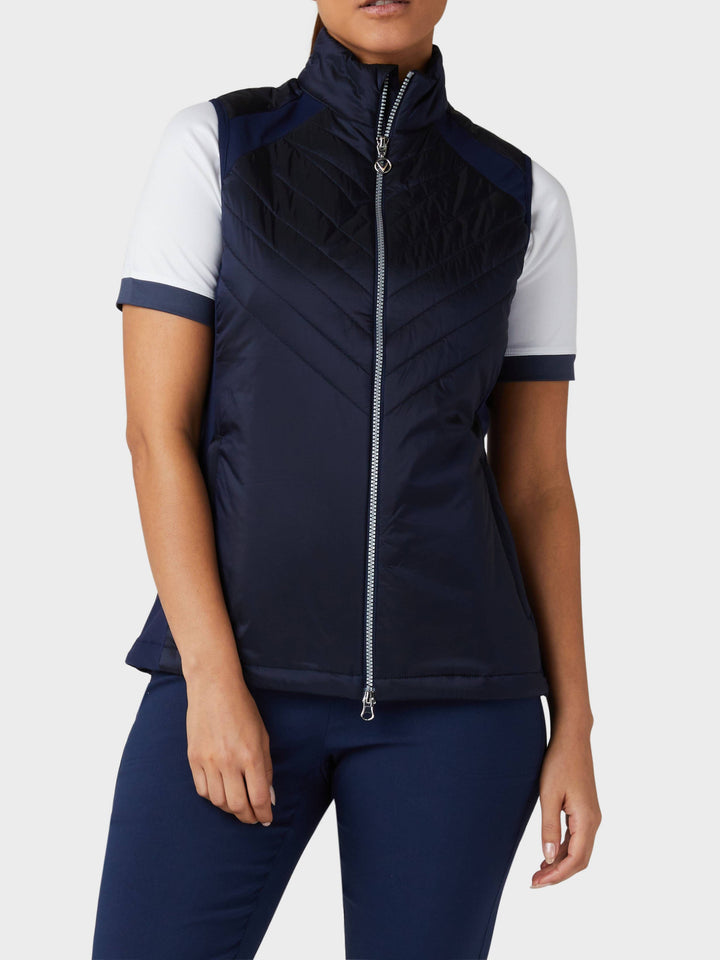 Women's Chevron Quilted Sleeveless Golf Vest (Navy)