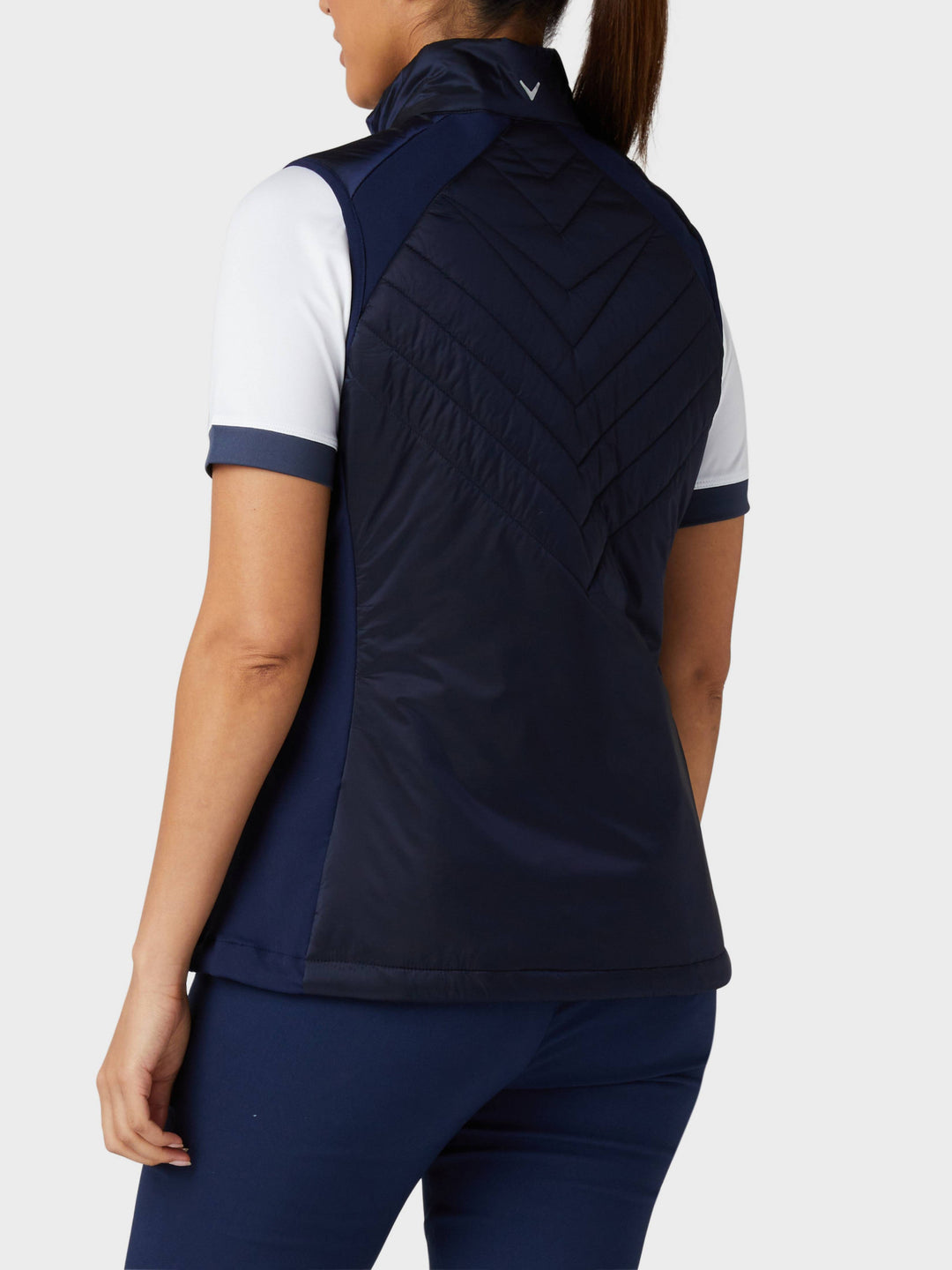Women's Chevron Quilted Sleeveless Golf Vest (Navy)