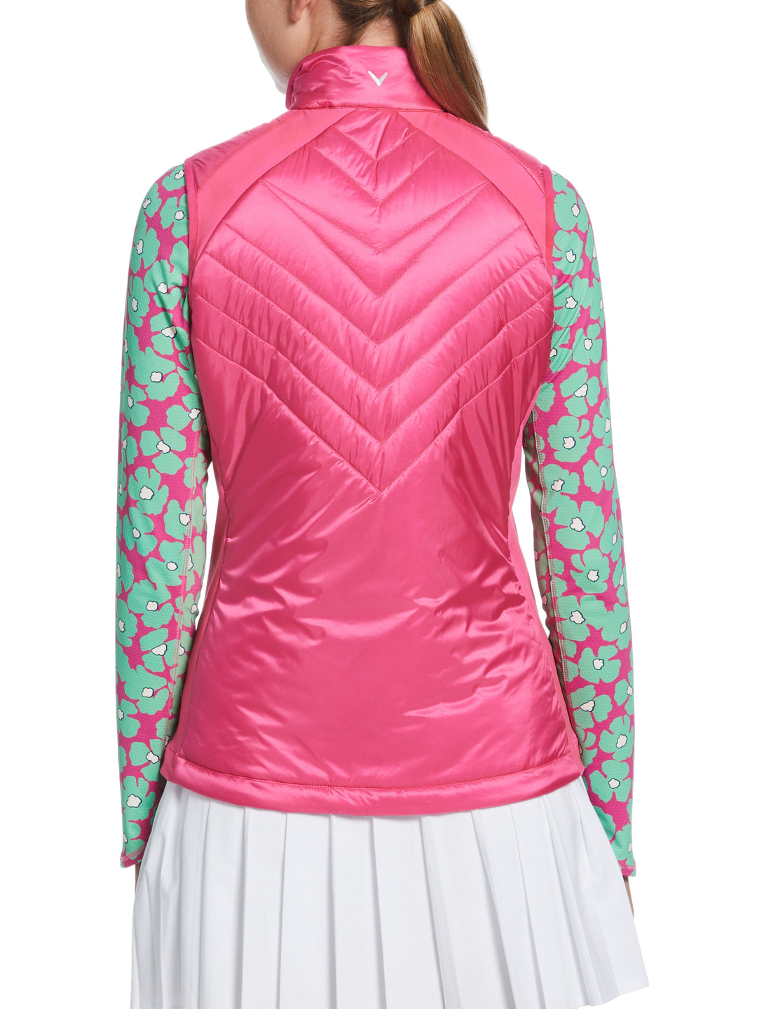 Women's Chevron Quilted Sleeveless Golf Vest (Cheeky Pink) 