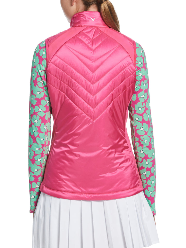 Women's Chevron Quilted Sleeveless Golf Vest (Cheeky Pink) 