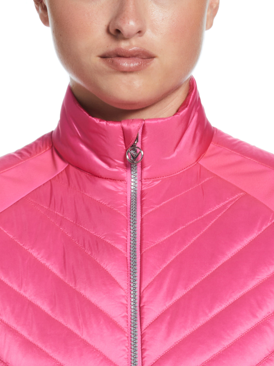 Women's Chevron Quilted Sleeveless Golf Vest (Cheeky Pink) 