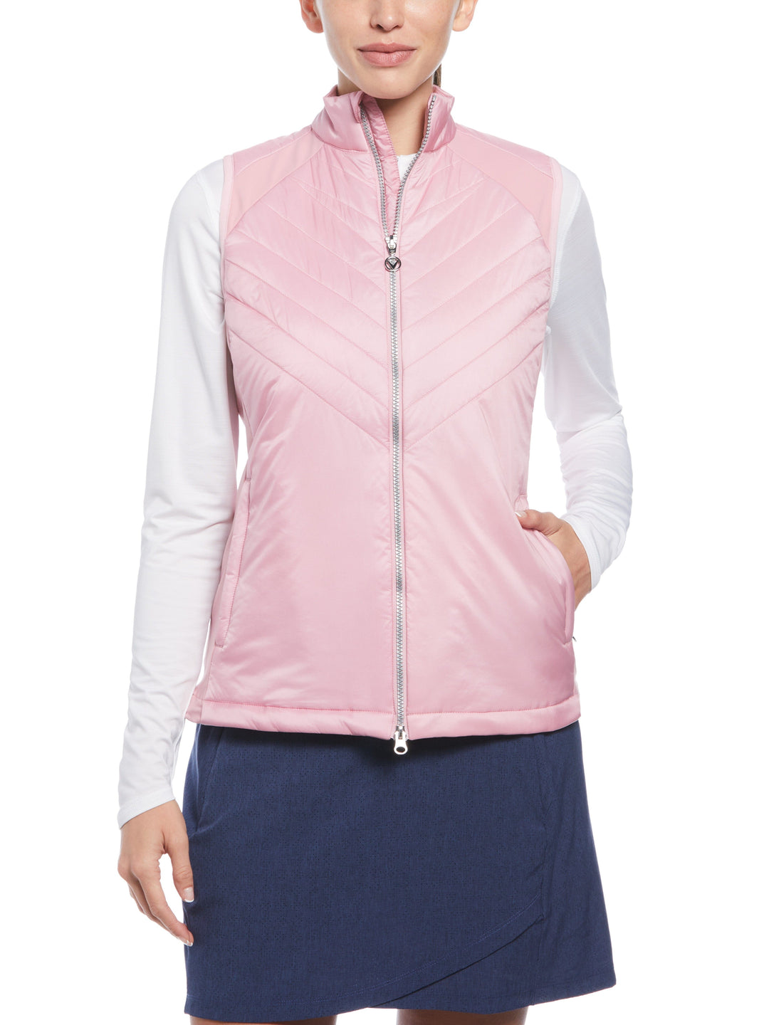 Women's Chevron Quilted Sleeveless Golf Vest (Pink Nectar) 