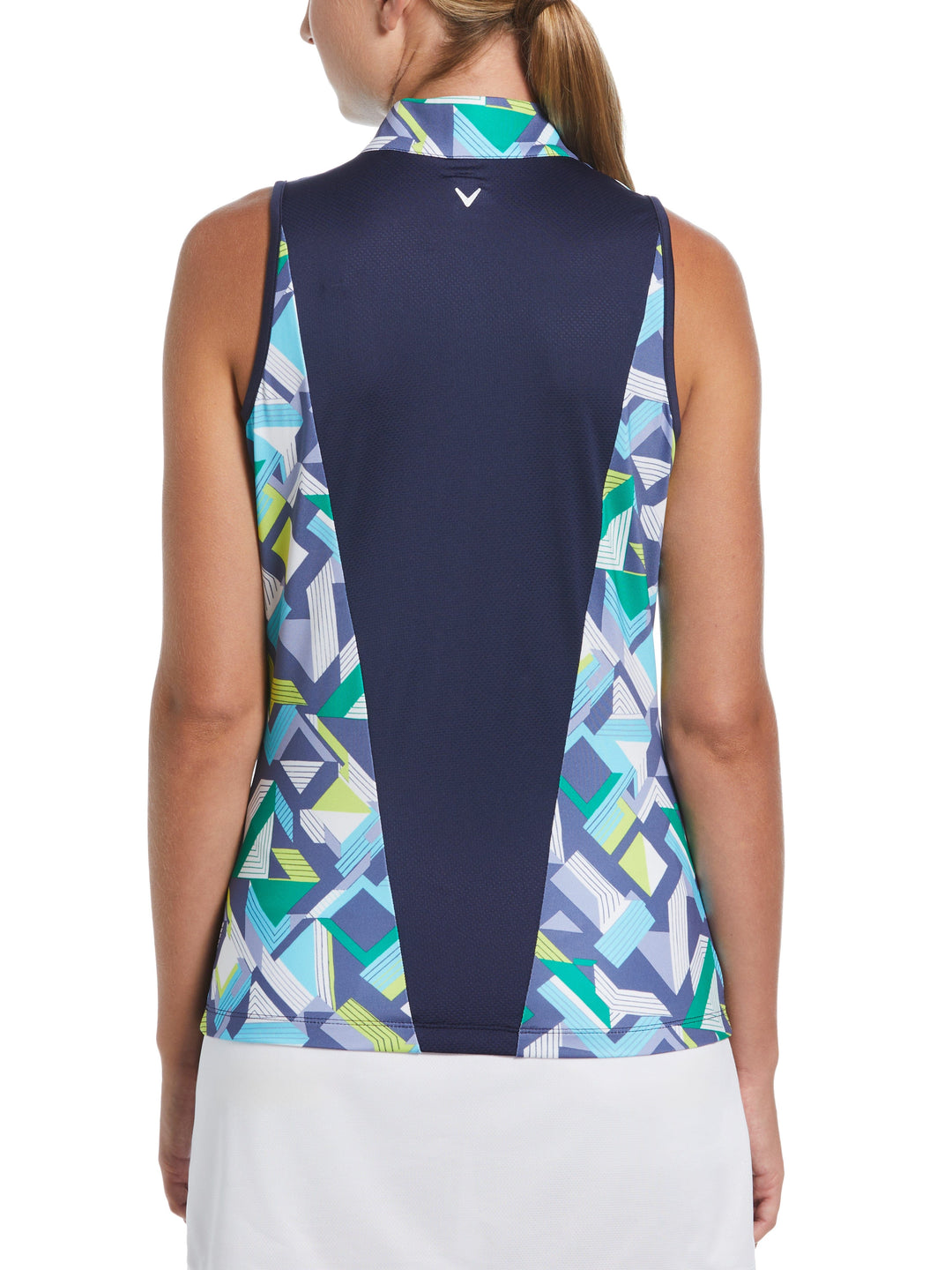 Colliding Chevron Geo Print Golf Shirt (Peacoat) 