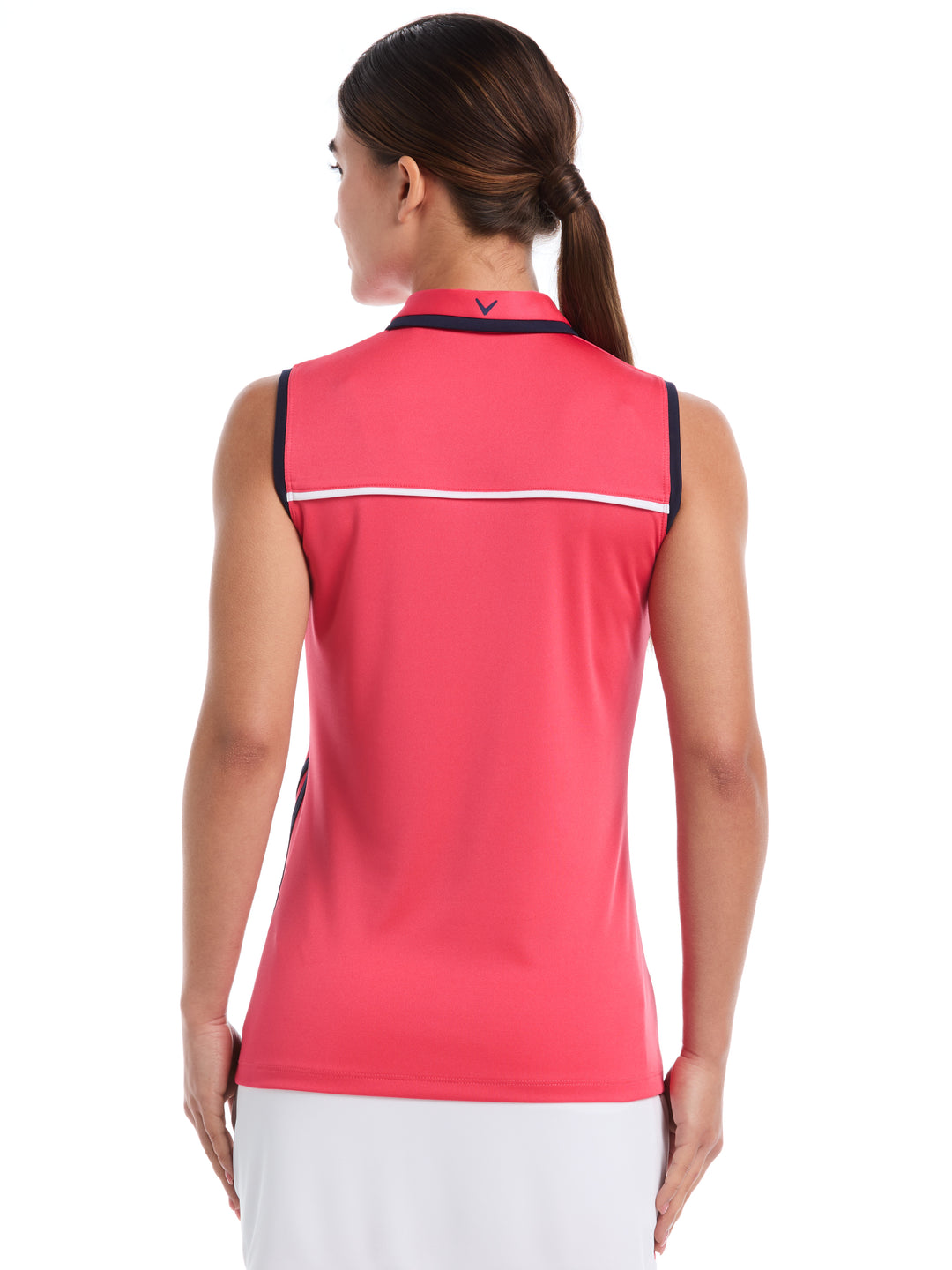 Womens Color Block Golf Polo (Geranium) 