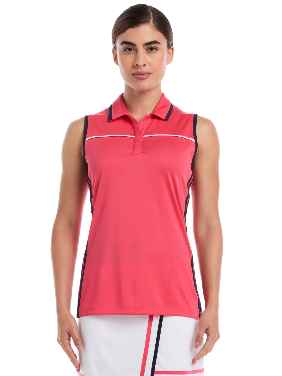 Womens Color Block Golf Polo (Geranium) 
