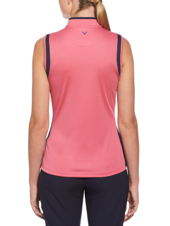 Color Block Mandarin Collar Golf Polo (Fruit Dove) 