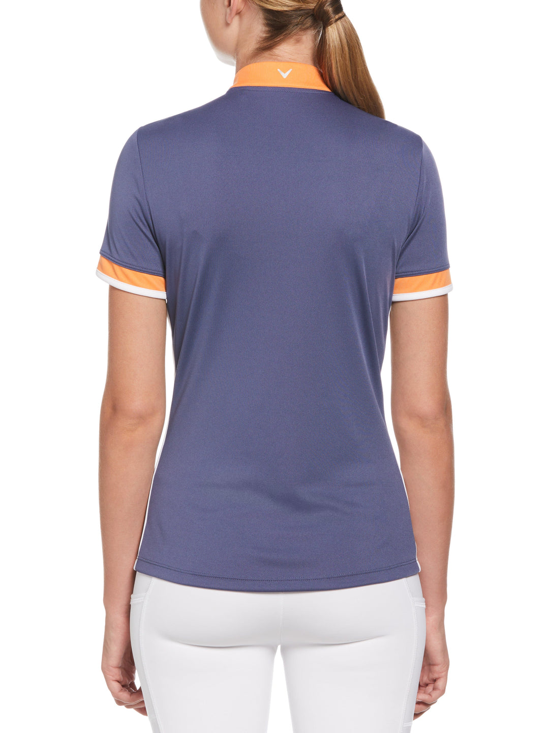 Color Block Mandarin Collar Golf Polo (Blue Indigo) 
