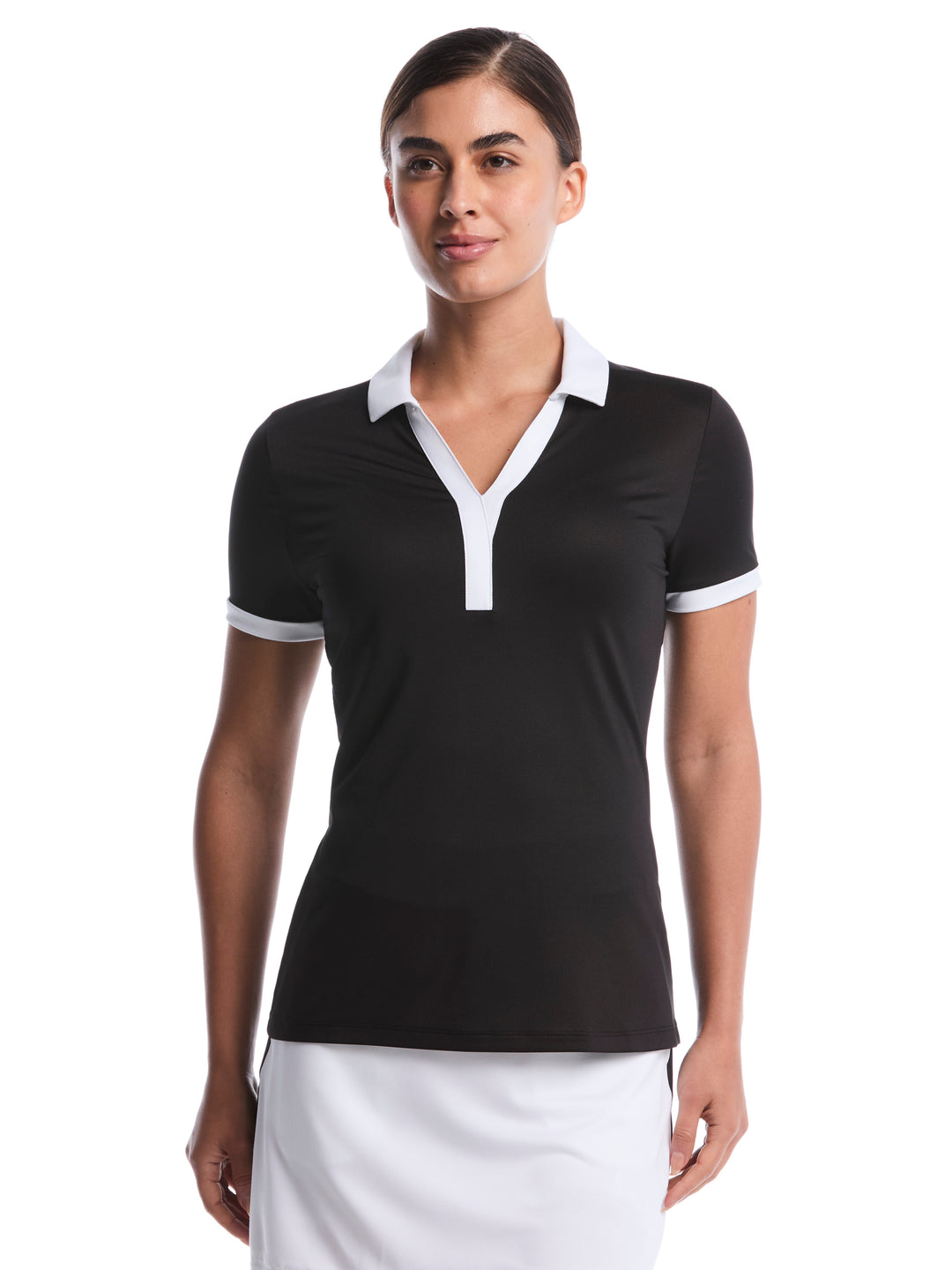 Womens Color Block Polo (Caviar) 