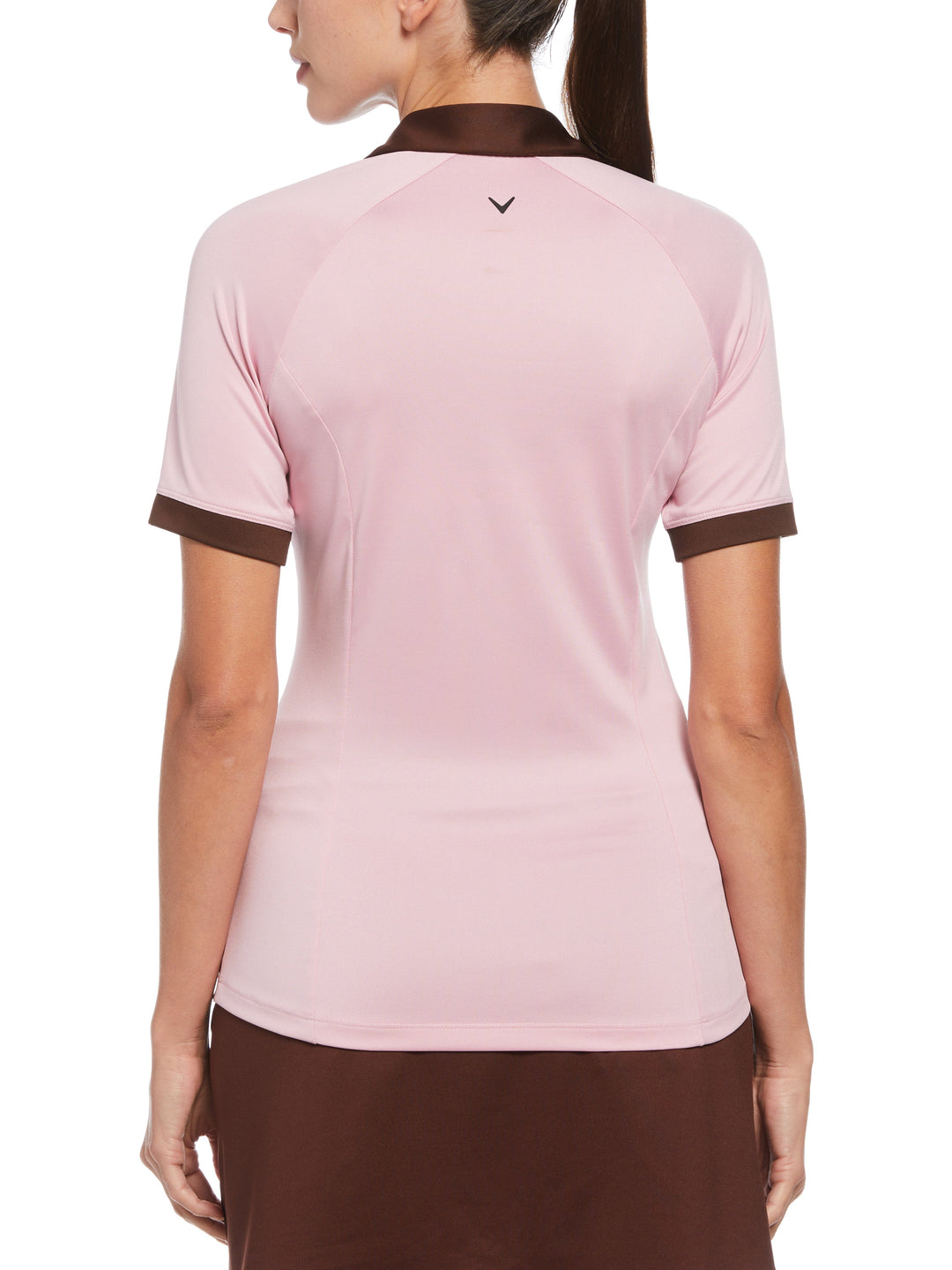 V-Placket Colourblock Polo Top (Pink Nectar) 