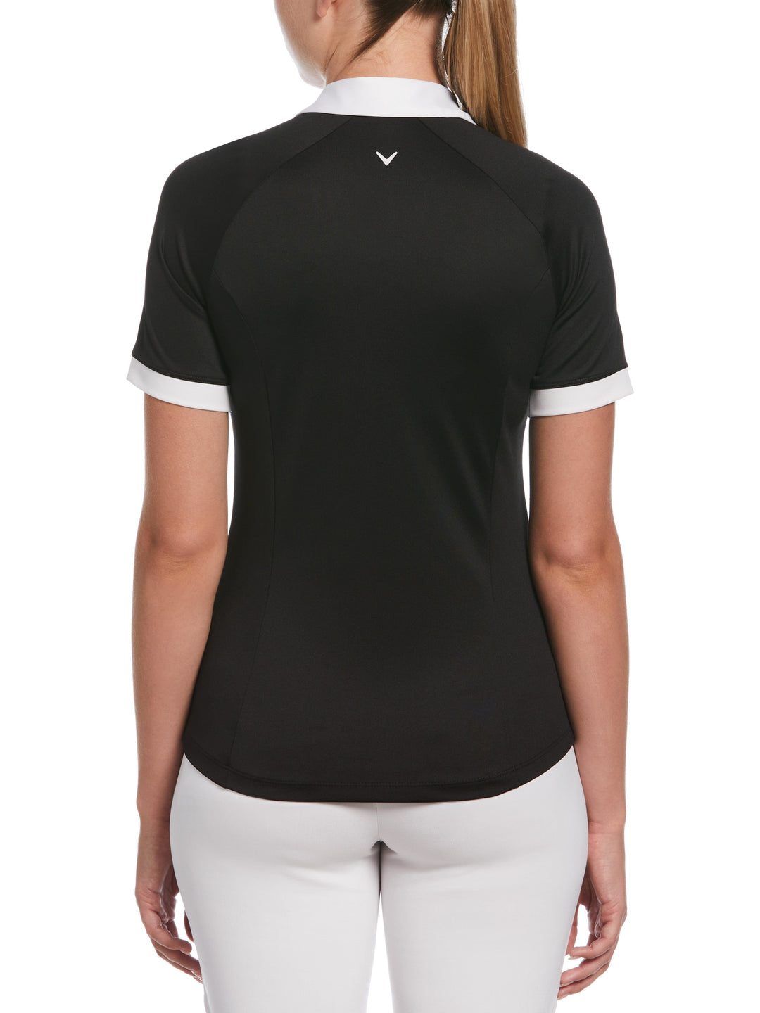 V-Placket Colourblock Polo Top (Caviar) 