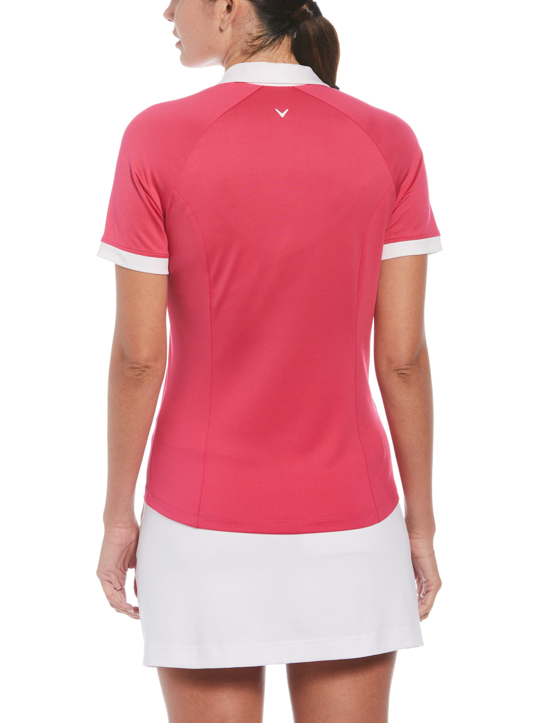 V-Placket Colourblock Polo Top (Pink Peacock) 