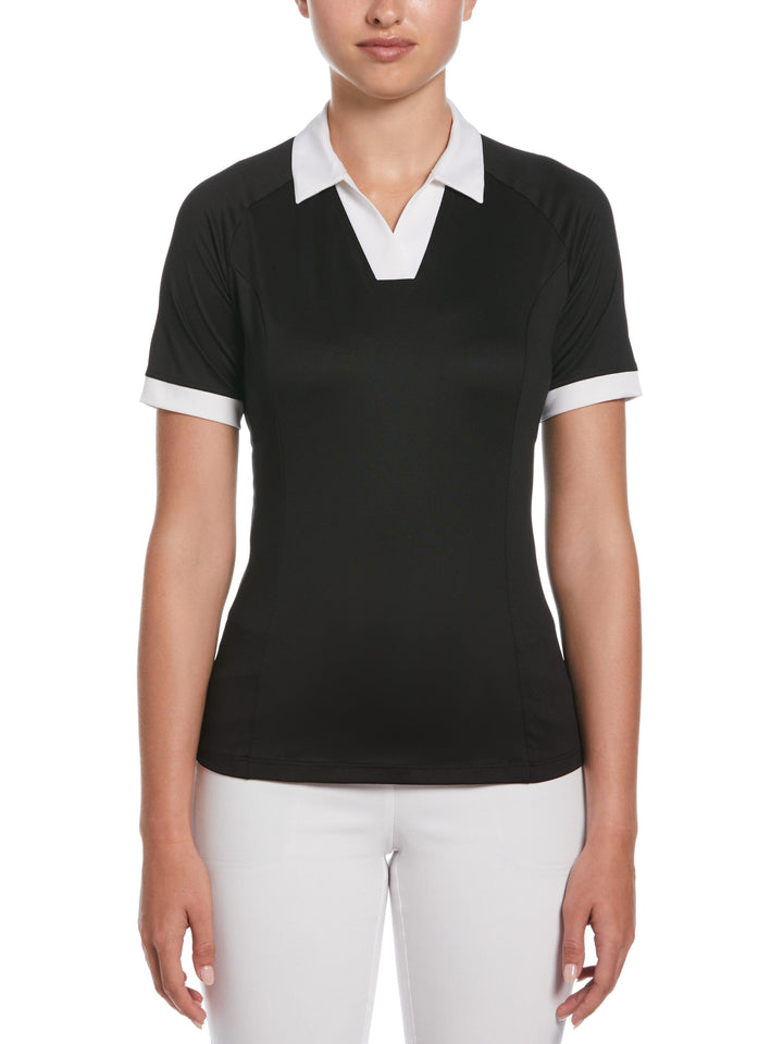 V-Placket Colourblock Polo Top (Caviar) 