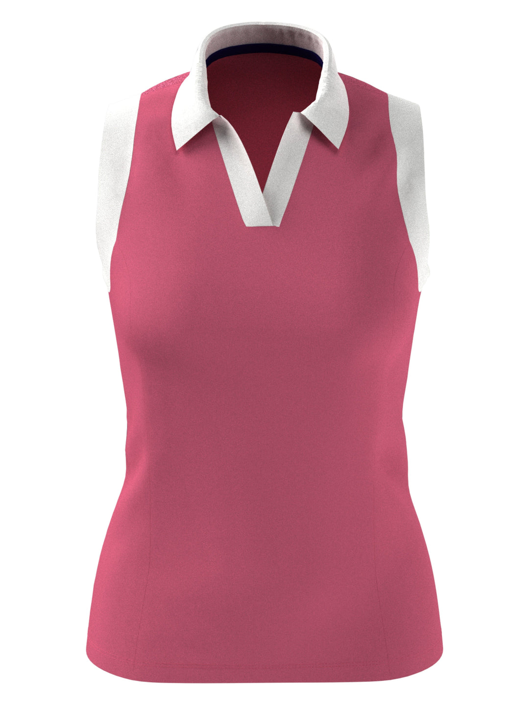 Women's Color Block V-Placket Sleeveless Golf Polo Shirt (Fruit Dove) 