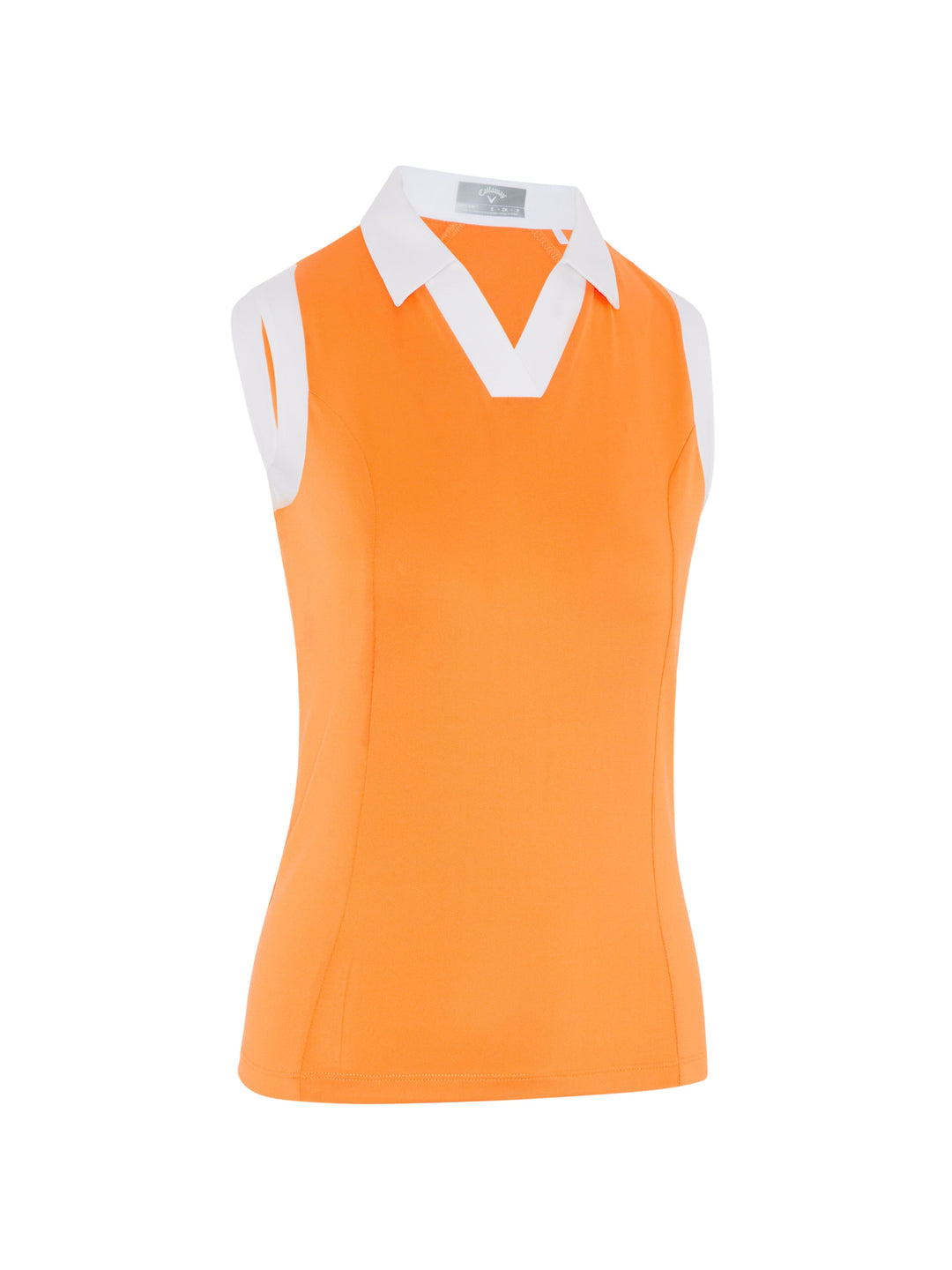 Women's Color Block V-Placket Sleeveless Golf Polo Shirt (Papaya) 