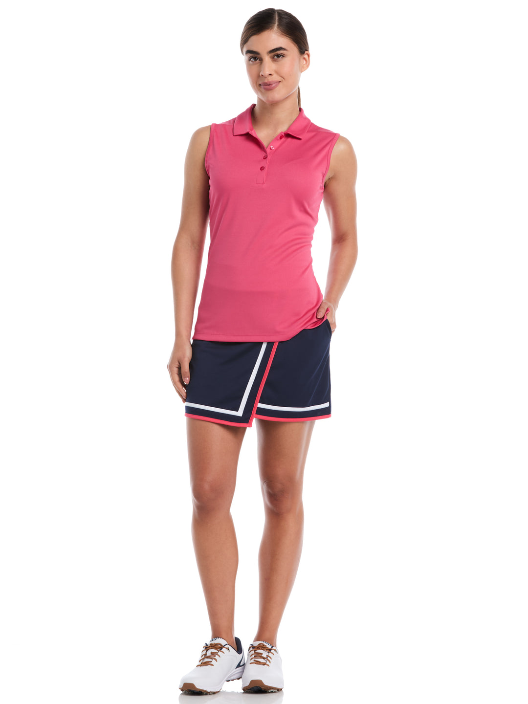Womens Color Block Wrap Golf Skort (Peacoat) 