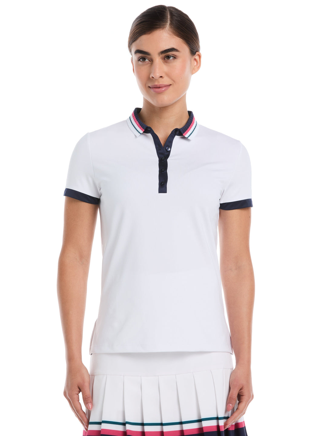 Women's Colorblock Cap Sleeve Golf Top (Brilliant White) 