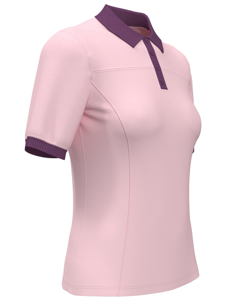 Women's Color Block Golf Polo (Cherry Blossom) 