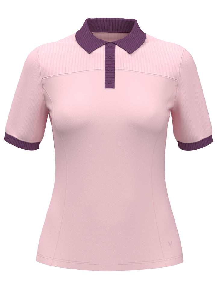 Women's Color Block Golf Polo (Cherry Blossom) 