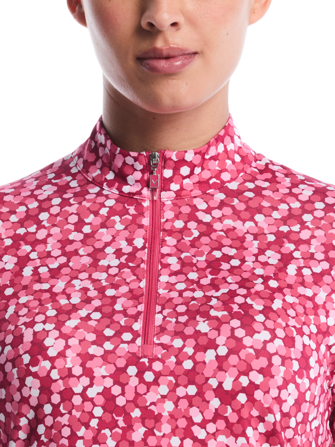 Women's Confetti Zip Polo (Chateau Rose) 