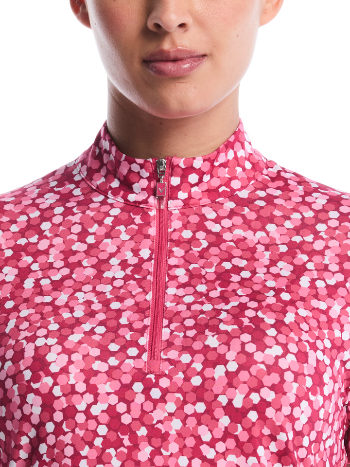 Women's Confetti Zip Polo (Chateau Rose) 