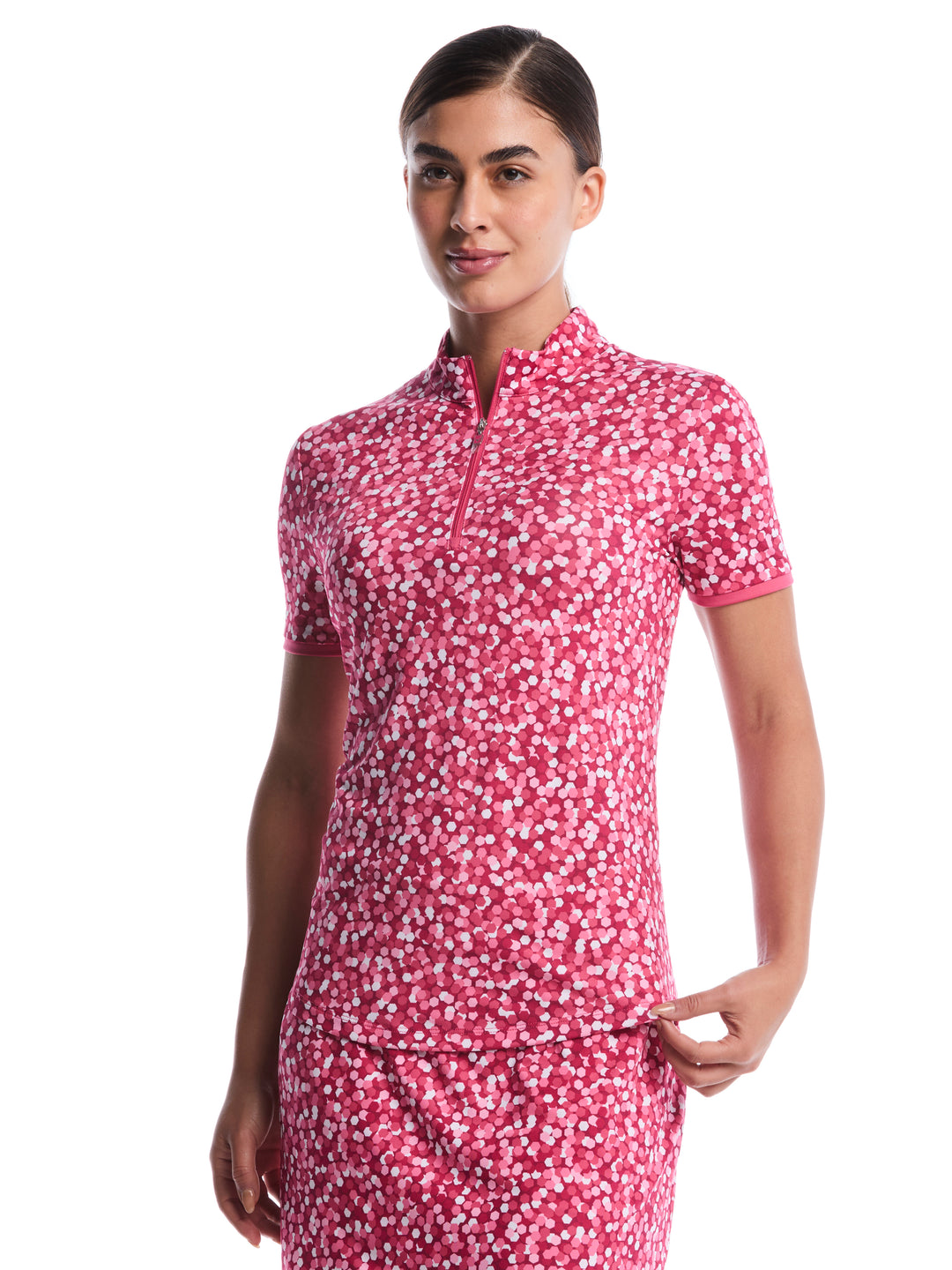 Women's Confetti Zip Polo (Chateau Rose) 
