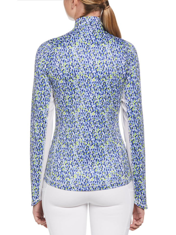 Digital Confetti Print Sun Protection Golf Shirt (Brilliant White) 