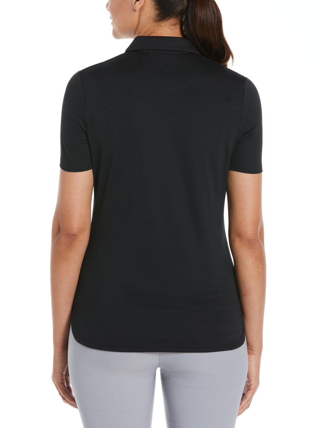 Women's Eco Horizontal Textured Polo (Black) 