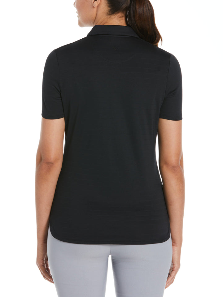 Women's Eco Horizontal Textured Polo (Black) 