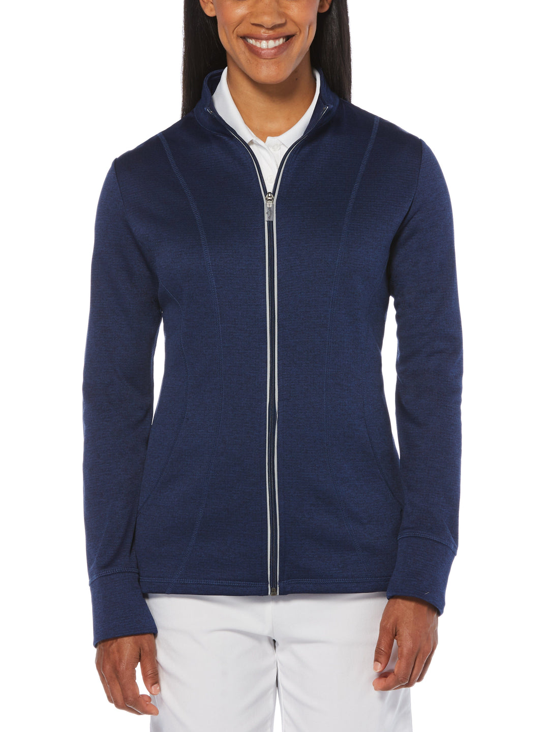 LADIES WAFFLE FLEECE JACKET (Blueprint Heather) 