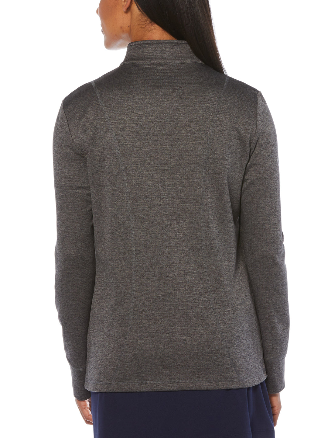 Womens Full Zip Thermal Mock Pullover (Castlerock Heather) 