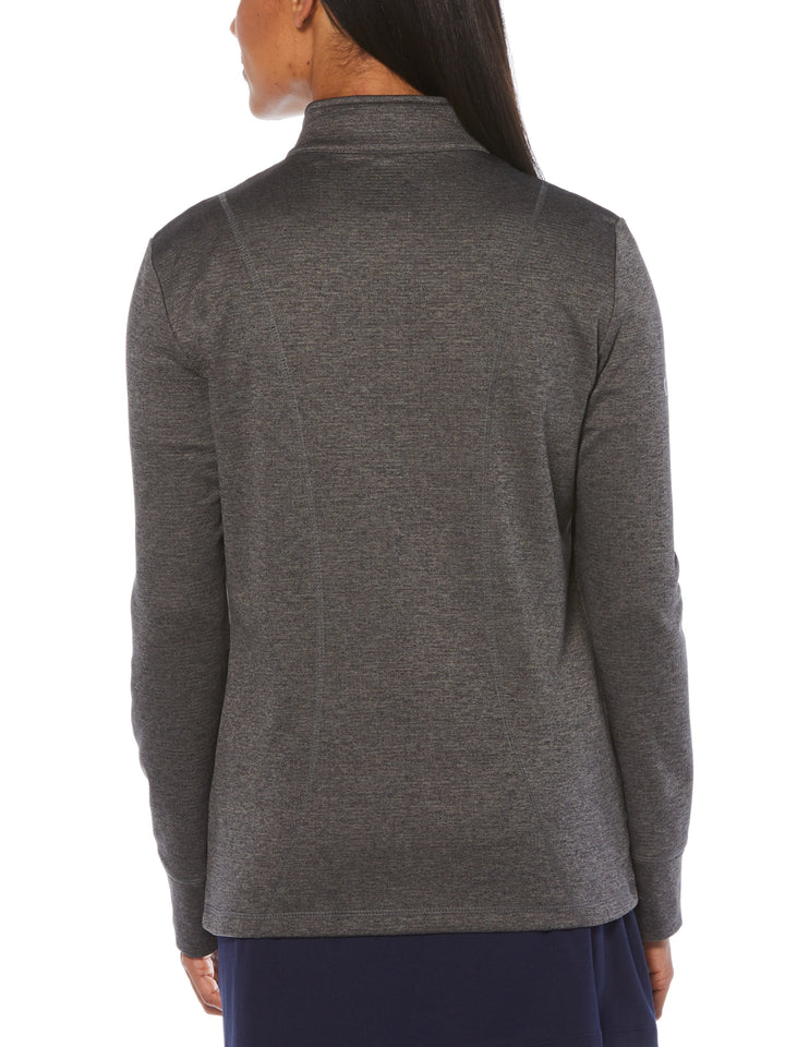 Womens Full Zip Thermal Mock Pullover (Castlerock Heather) 