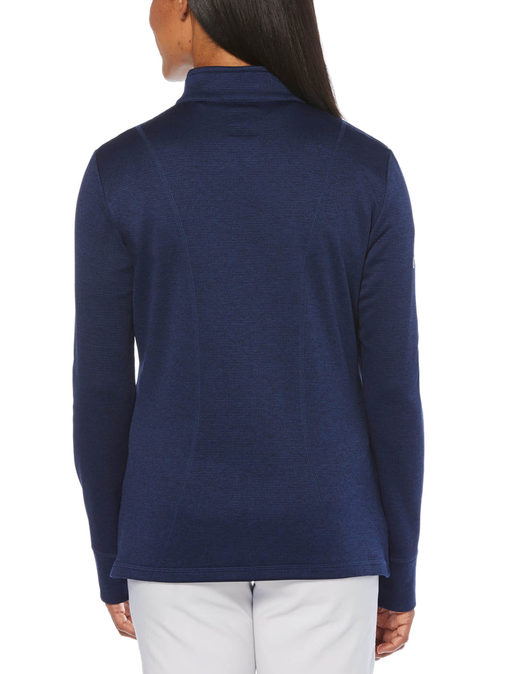 LADIES WAFFLE FLEECE JACKET (Blueprint Heather) 