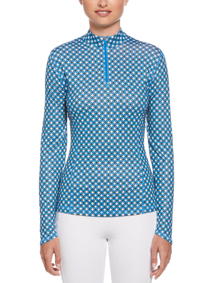 Geo Print Sun Protection Golf Shirt (Blue Sea Star) 