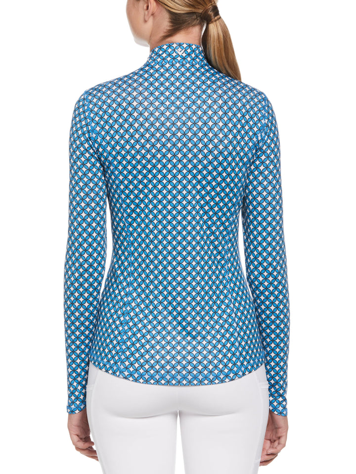 Geo Print Sun Protection Golf Shirt (Blue Sea Star) 