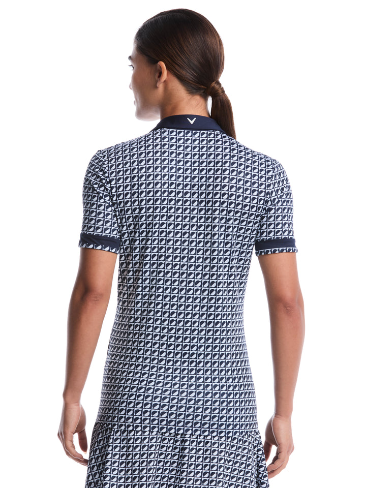 Women's Geo Printed Polo (Peacoat) 