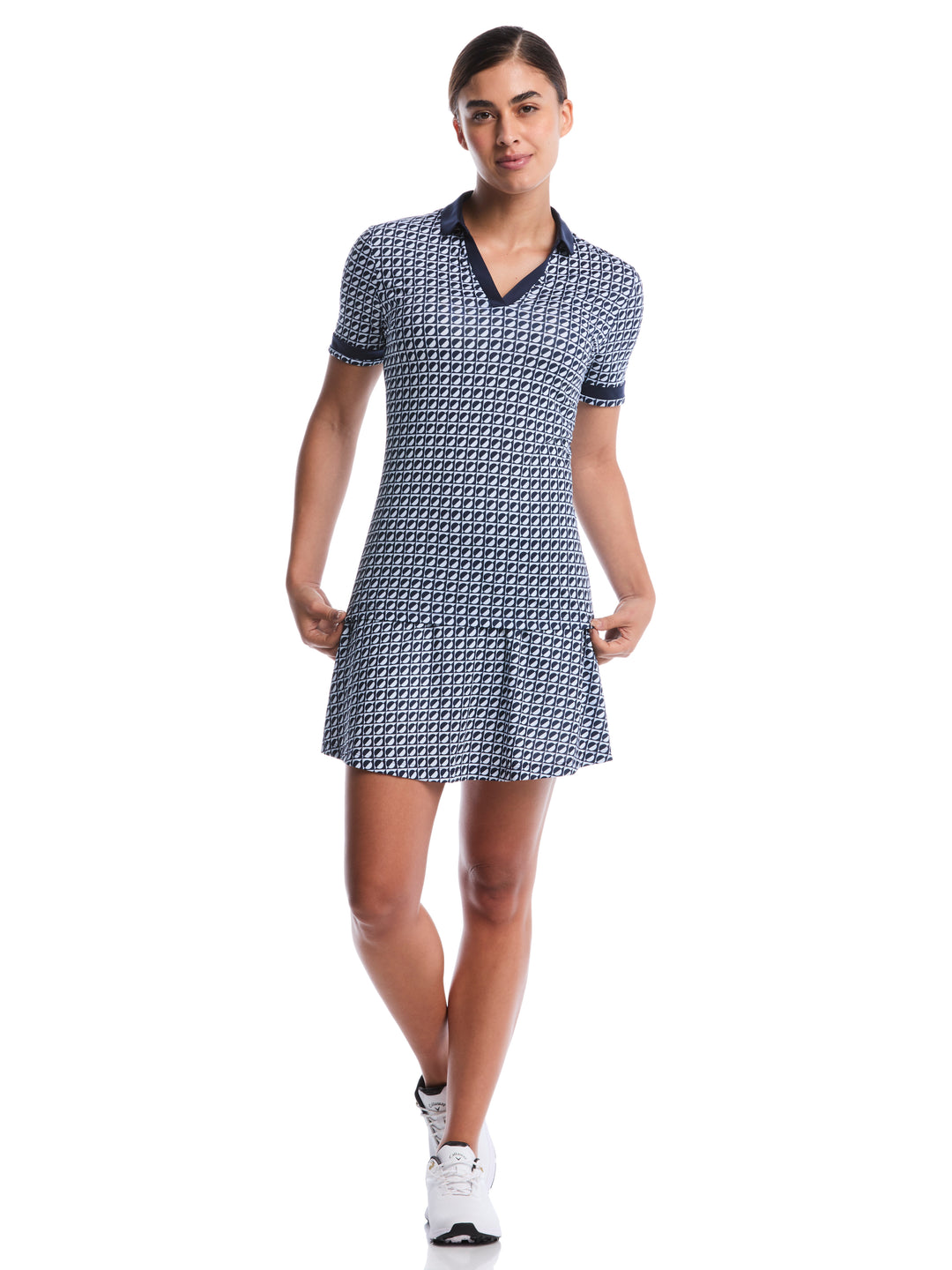 Women's Geo Printed Polo (Peacoat) 