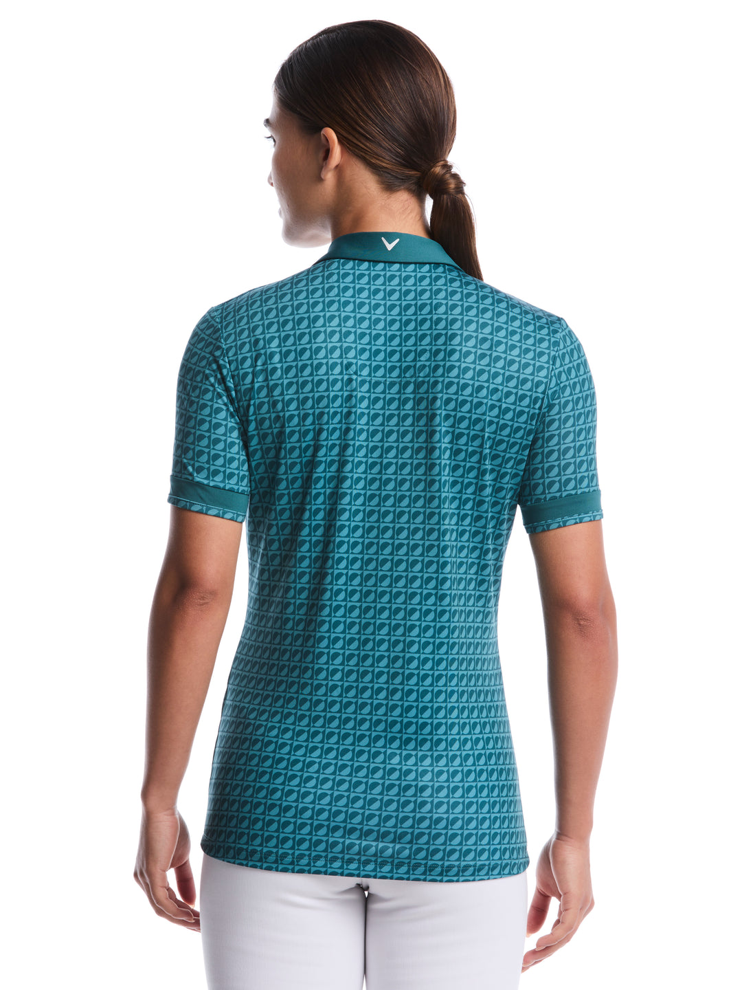Women's Geo Printed Polo (Atlantic Deep) 
